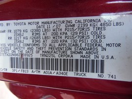 2008 Toyota Tacoma Burgundy Extended Cab 2.7L AT 2WD #Z24679